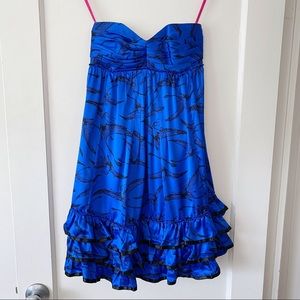 NWOT Betsy Johnson Dino Strapless Silk Dress